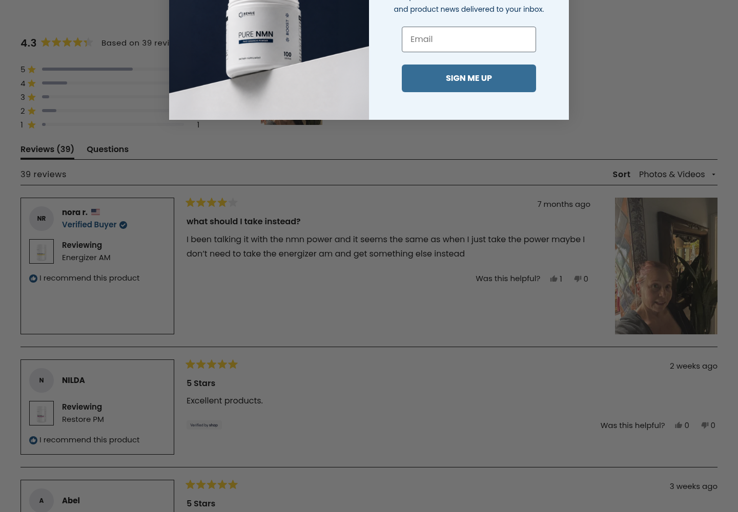 Reviews tagged as Energizer AM or Restore PM